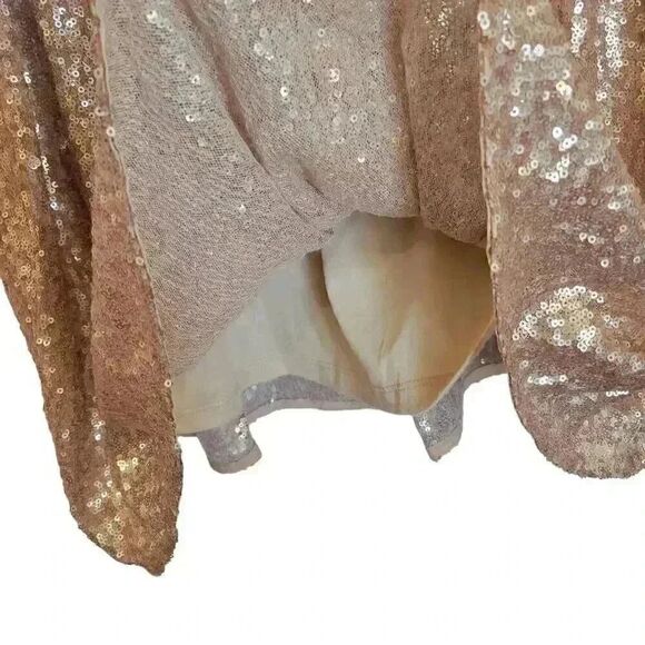 Issi Women's Gold Sequin Poly Lined Sleeveless A-Line Dress - Picture 5 of 11